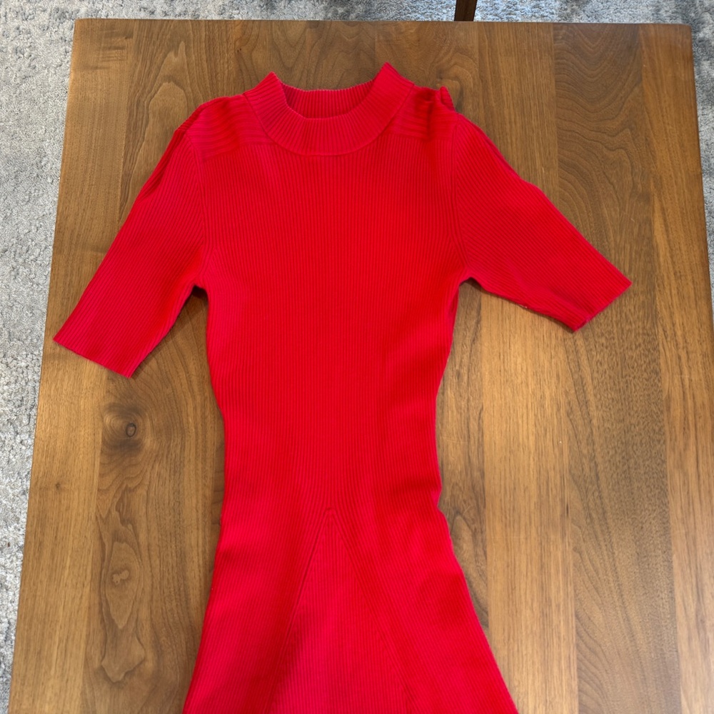 H&M Women's Red Ribbed Midi Sweater Dress Size S - Picture 3 of 6